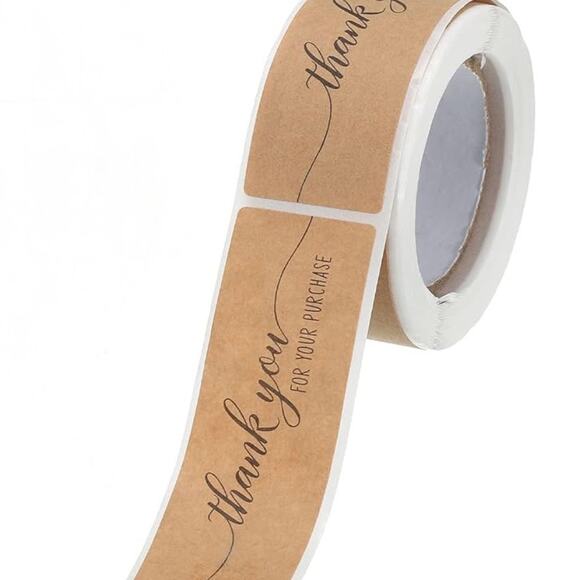 New 120 Piece Roll Self-Adhesive Kraft Paper Thank You Stickers - Picture 2 of 5